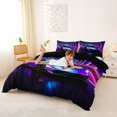 thumbnail image 2 of Castle Fairy Neon Sports Car Queen Duvet Cover Set for Teens, Tunnel Light Speed Bedding for Bedroom, Purple Blue,Black Reversible,3-Piece,No Comforter, 2 of 6