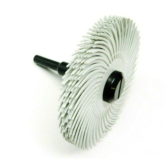 3m Radial Bristle Disc 3" 120 Grit White with 1/4" Mandrel 6 Brushes & Arbor Set