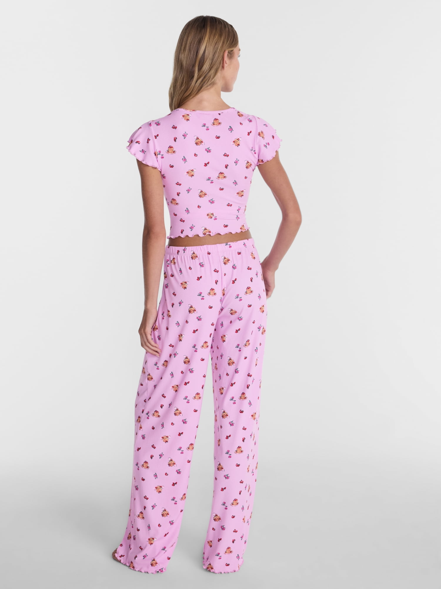 No Boundaries Henley Top and Pants Sleep Set, 2-Piece, Women's XS-XXL