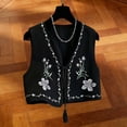thumbnail image 6 of Vmvidoty Women's Cowgirl Vest Western Outfit Linen Vest Embroidered Boho Tops Black 2XL, 6 of 6