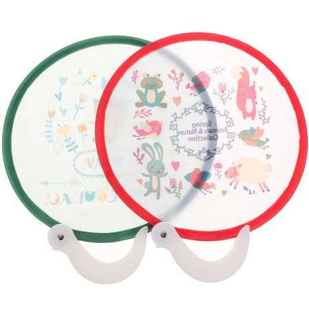 

4pcs Round Folding Fan Handheld Foldable Hand Fan Cartoon Fans for Girls Kids