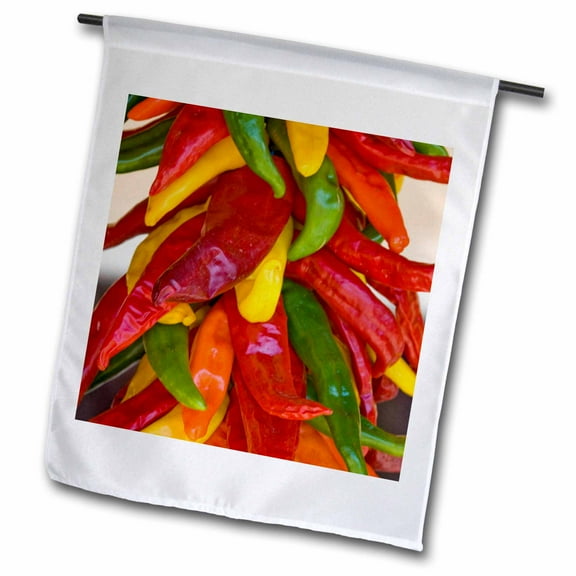 3dRose, USA, New Mexico, Hatch Chili market - US32 PHA0010 - Peter Hawkins, 12 x 18 inch Garden Flag