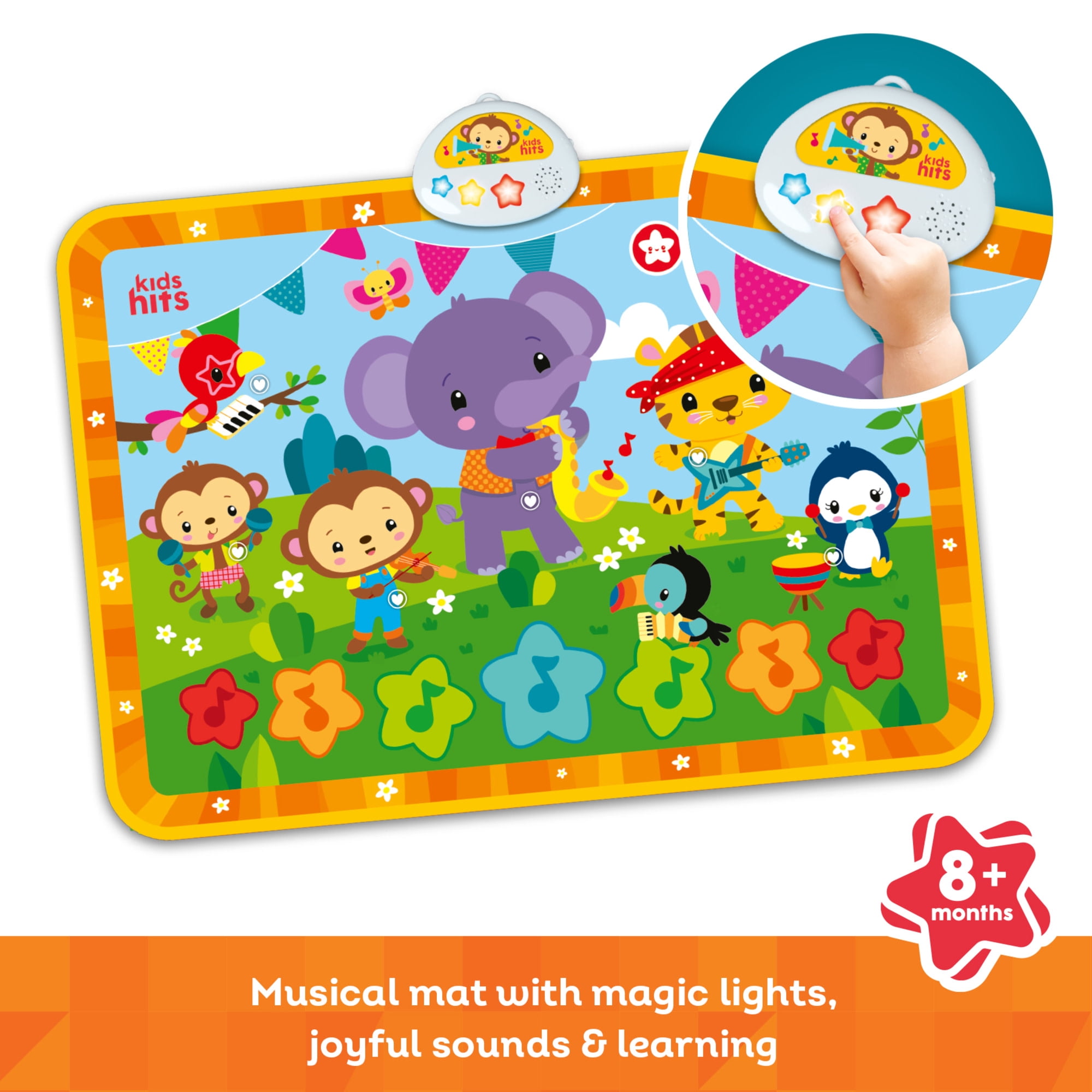 Kids Hits: Light & Sound Mat - Baby Concert - Music Activity Floor Pad, Sensory Toy, Animals-Songs-Piano Notes, Touch-Listen-Learn, Baby-Toddlers 8Mo+