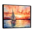 thumbnail image 2 of Designart "Sunset Palette Pastel Sailboat Silhouette V" Transportation Framed Wall Art - Modern Orange Boat Sailing Bedroom Framed Canvas Wall Art, 2 of 6