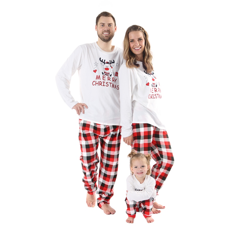 Baozhu Family Matching Parent-child Christmas Pajamas Sets Deer Plaid Print Cotton Soft Family Two-piece Fitted Outfits - image 5 of 9
