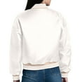thumbnail image 2 of Women's Starter Cream Brooklyn Nets Printed Logo Cropped Satin Varsity Full-Snap Jacket, 2 of 3