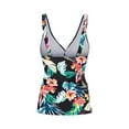 thumbnail image 4 of FORTANT Women's Floral Print Plus Size Two Piece Tankini Swimsuits Ruched Tummy Control Tankini Top with Swim Shorts, Size S-4XL, 4 of 8