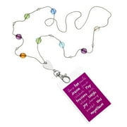 Silvertone Multi-Color Beaded Cast Heart Lanyard