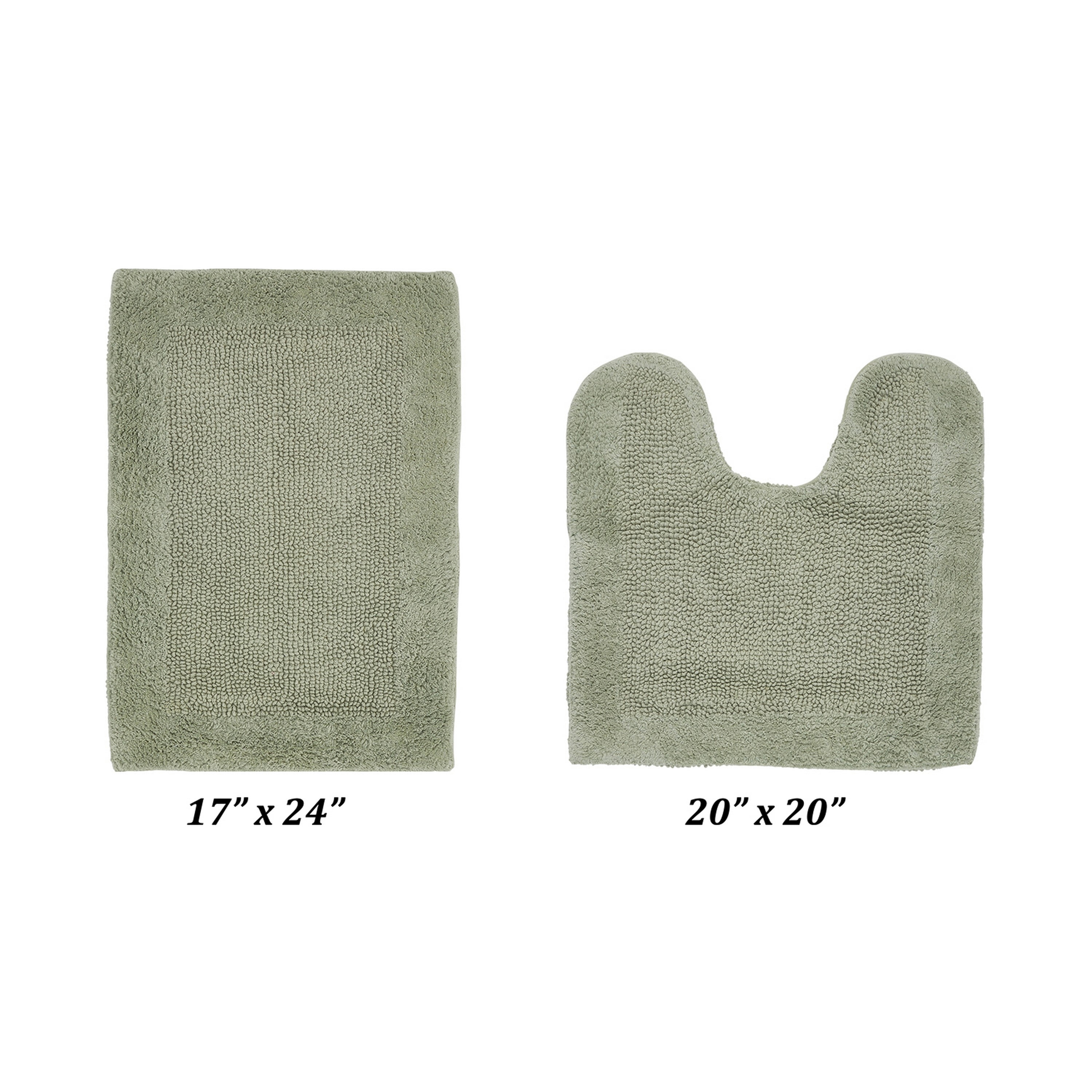 Better Trends Edge 100% Cotton 2 Piece Set (17" x 24" | 20" x 20") Bath Mat Rug - Sage