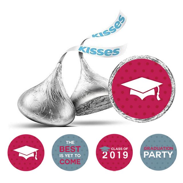 Darling Souvenir Candy 190 Pcs Graduation Theme Stickers DIY Chocolate Labels-Burgundy & Gray