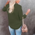 thumbnail image 4 of Blusa V cuello manga larga botón color puro moda básica Casual Tops para Mujer, 4 of 6