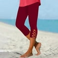 thumbnail image 2 of QATAINLAV Capri Leggings for Women 2026 High Waisted Cutout Yoga Capris Lightweight Cropped Pants Soft Knee Length Lounge Tight Pant Red M, 2 of 10