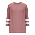 thumbnail image 3 of Admvng Tops for Women Trendy New Solid Color Round Neck 3/4 Sleeve Casual Tops T-shirt S-2XL, 3 of 6