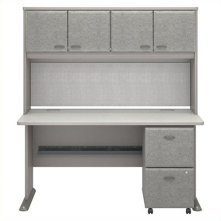 Bush Business Series A 60 Desk With Hutch In Pewter White
