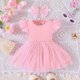 thumbnail image 5 of Gibobby Mameluco polar Conjunto de diademas de vestido de princesa de tul con estampado de lunares para niñas pequeñas(Rosa, 18-24 Meses), 5 of 5