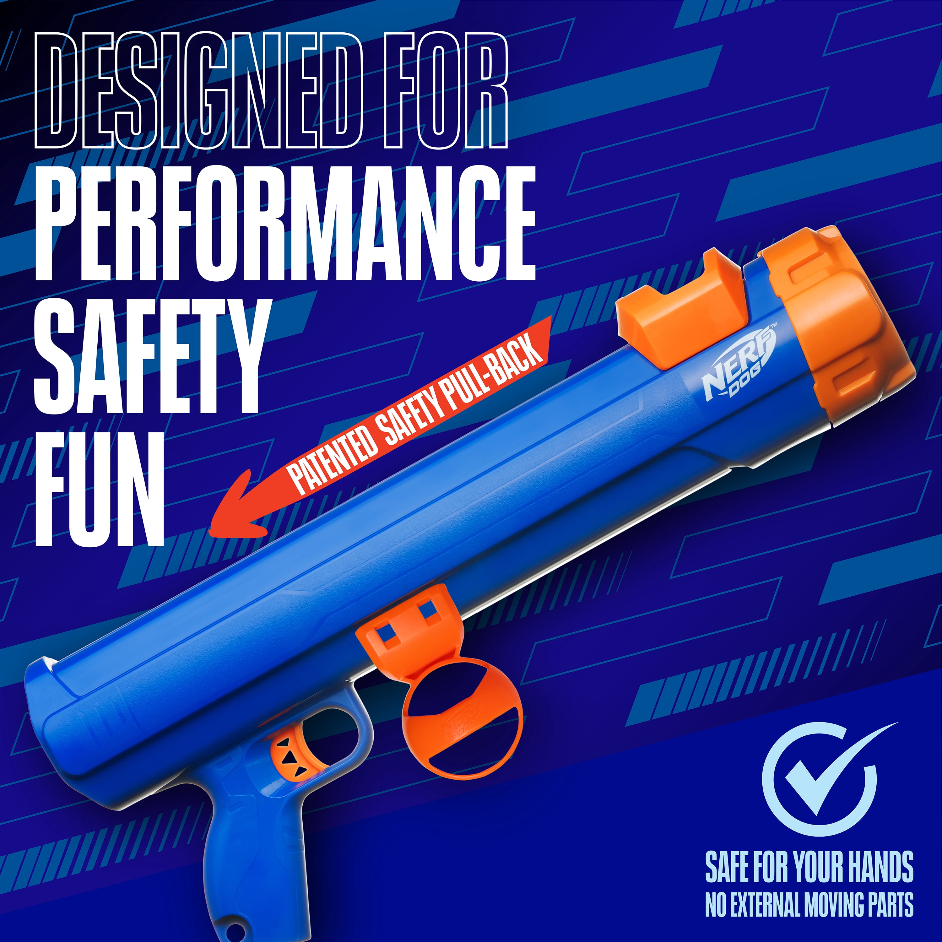 Nerf Dog Tennis Ball Blaster Dog Toy with 4 Balls & Ball Clip, 20 inch