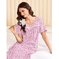 thumbnail image 2 of Ekouaer Cotton Nightgowns for Women Long Night Gown Short Sleeve Sleepdress Victorian Sleepwear Nightdress with Pockets, 2 of 6