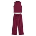 thumbnail image 4 of Snorda 2 Piece Outfits for Women Sleeveless Crop Tops and Elastci Waist Wide Leg Pants Summer Ladies Casual Stretchy Look Set Everyday Outing Vacation Wear, 4 of 5