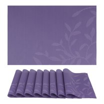 Unique Bargains Set of 8 Farmhouse Washable Placemats Indoor Kitchen Table Mat Purple