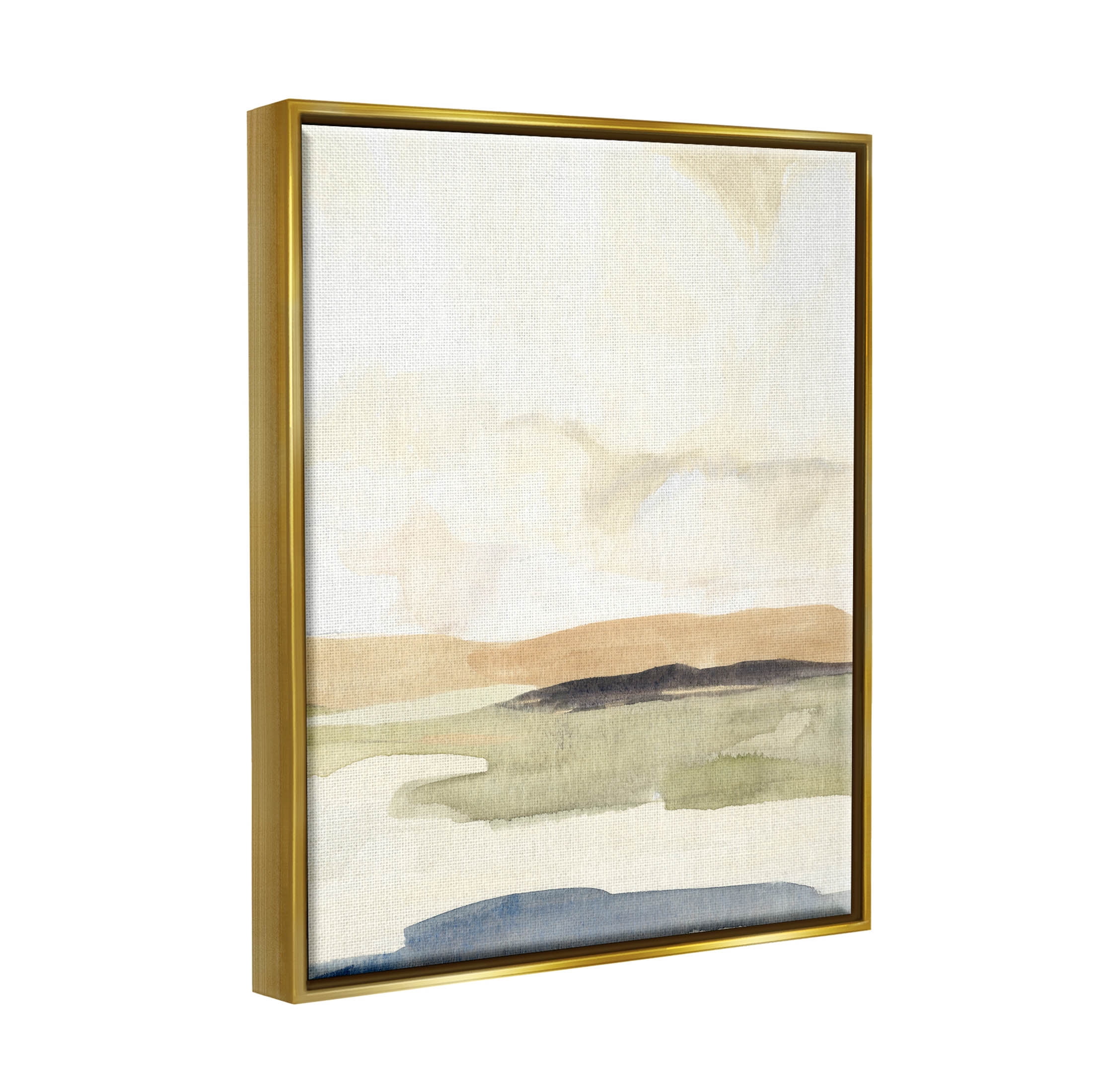 Stupell Industries Rural River Landscape Scenery Painting Metallic Gold Floating Framed Canvas Print Wall Art, Design by Annie Warren