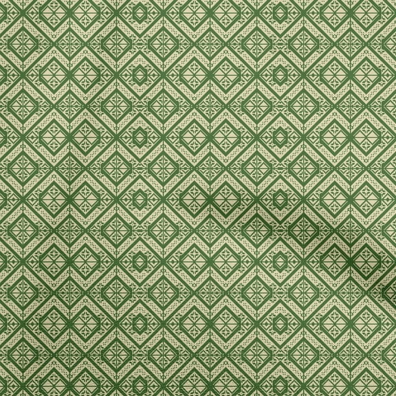 oneOone Cotton Flex Green Fabric Geometric Sewing Fabric By The Yard Printed Diy Clothing Sewing Supplies 40 Inch Wide