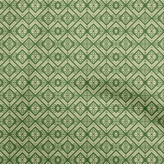 oneOone Cotton Silk Green Fabric Geometric Craft Projects Decor Fabric Printed By The Yard 42 Inch Wide
