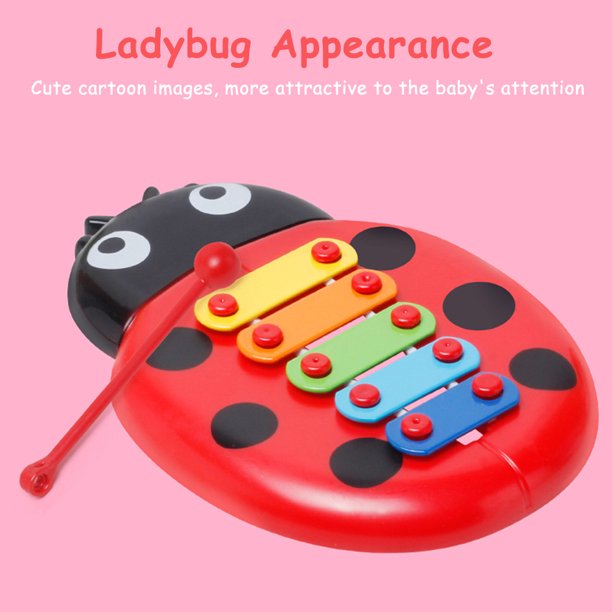 Madera 8 notas Ladybug Beat xilófono juguete Musical chico mano golpe instrumento Sywqhk libre de BPA