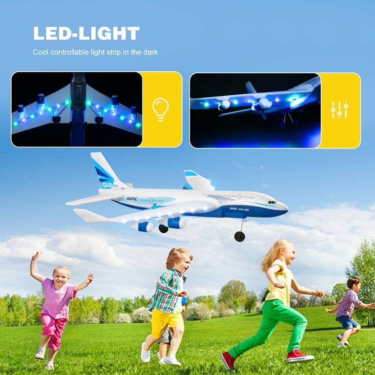 4DRC G2 RC Airplane For Beginners - Ready To Fly With One Key Aerobatics & LED Lights