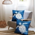 thumbnail image 3 of Sea Turtle Pillow Covers Beach Ocean Themed Decorative Pillow Cases 18x18 Set of 2 Nautical Coastal Pillowcase Navy Blue Square Linen Cushion Covers for Bed Couch Sofa Living Room, 3 of 6