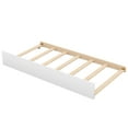 thumbnail image 6 of Twin over Twin Bunk Bed with Trundle Bed and 4 Storage Shelves, Wooden Frame Bed with Stairway and Safety Fence,Can be Split Into Two Separate Beds, White, 6 of 9