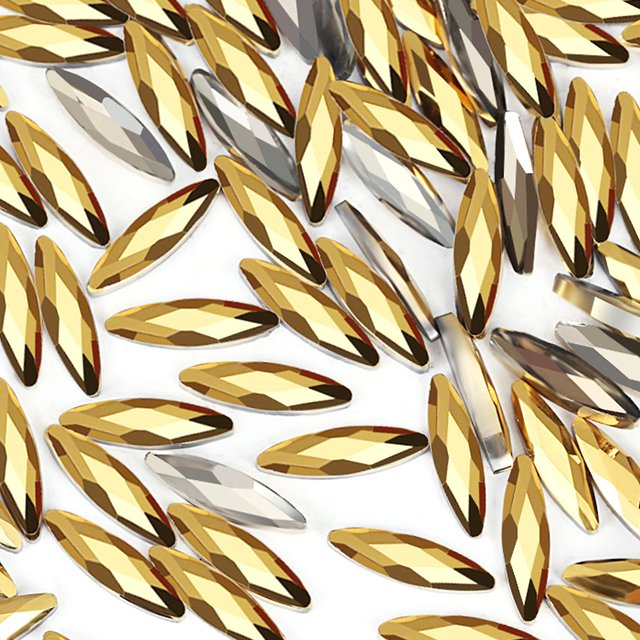 E Diamantes de cristal dorados, diamantes de imitación para uñas, gemas para uñas con parte posterior plana, joyería artística