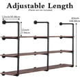thumbnail image 3 of Industrial Wall Mount Iron Pipe Shelf Bracket Vintage Retro Black DIY Open Bookshelf, Storage Shelves, Ceiling hung Shelves for Home Kitchen Office(3PcsX4Tier,42" Tall,12"deep,Hardware Only), 3 of 10