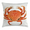 thumbnail image 1 of Crabs Decor Throw Pillow Cushion Cover, Sea Animals Theme a Cooked Dungeness Crab with National Marks Digital Image, Decorative Square Accent Pillow Case, 24 X 24 Inches, Orange White, by Ambesonne, 1 of 2