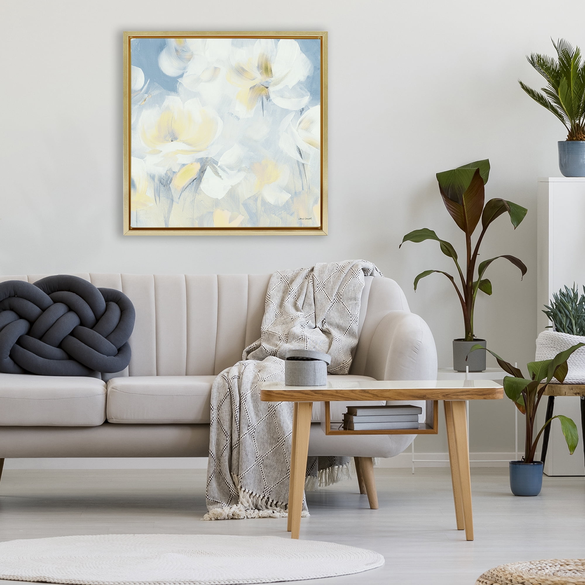 Stupell Industries Soft & Gentle Flower Field Gold Framed Floater Canvas Wall Art, design by Lanie Loreth