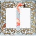 thumbnail image 6 of Metal Light Switch Plate Outlet Cover Elegant Flamingo Frame Blue Gray Damask FGO012, 6 of 13
