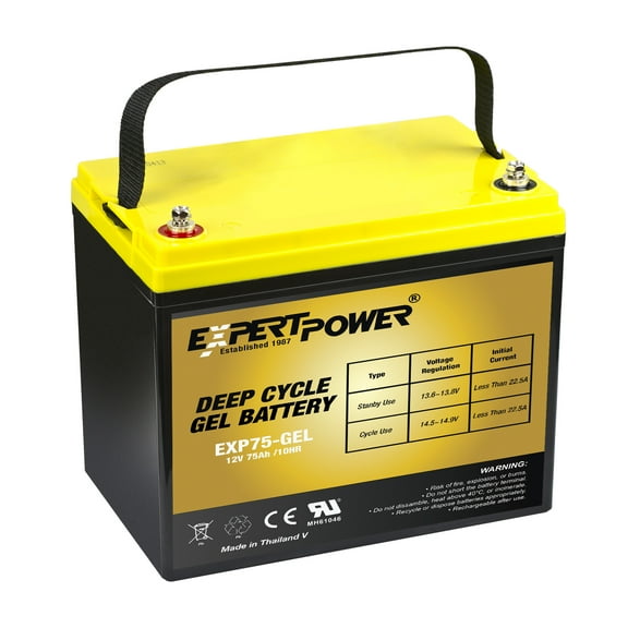 ExpertPower 12V 75AH Gel Deep Cycle Battery Replaces BCI Group 24M Starting Marine & RV