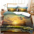 thumbnail image 1 of 3D Sunset Sky Sea Sailing Boat Funda de edredón Juego de cama Funda nórdica, 1 of 3