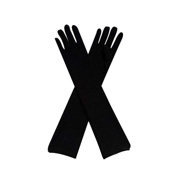 Anuirheih Long Elbow Satin Gloves, 18‘’ Women's Wedding Party Gloves Stretchy Opera Gloves for Evening Party and Dance(Black)
