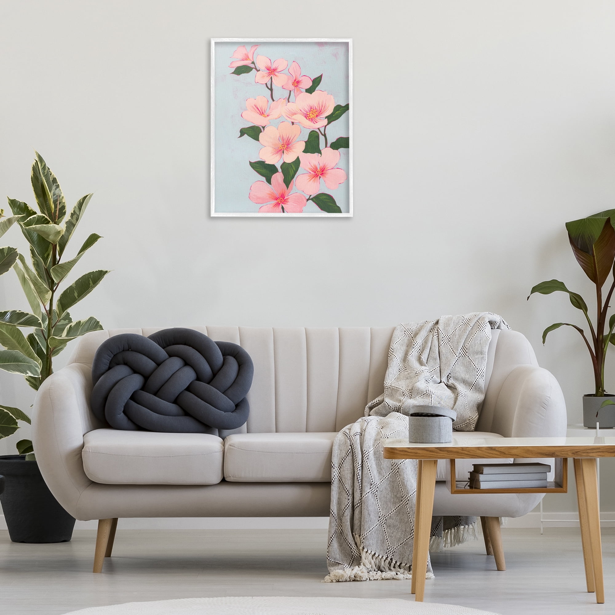 Stupell Industries Cherry Blossoms Vine Botanical & Floral Painting White Framed Art Print Wall Art, 24 x 30