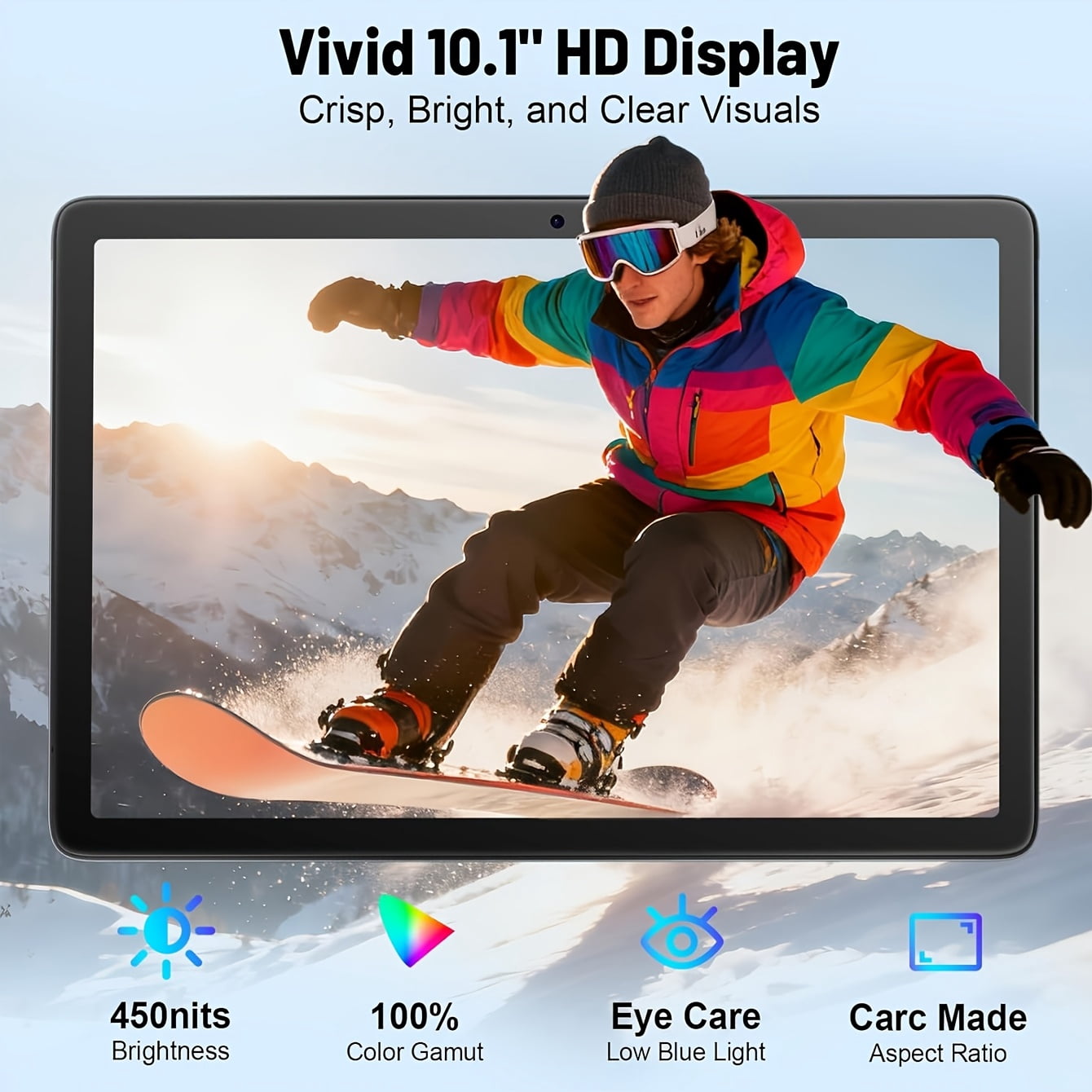 10.1-inch Android 15 Tablet 2026, 8GB RAM + 256GB ROM,Octa-core 2.0GHz Processor, 5MP Front,13MP Rear Camera, 6000mAh Battery, HD (1280x800) IPS Touchscreen, 5.4, 802.11ac WiFi 5, No SIM Card Support