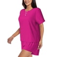 thumbnail image 2 of Bixox Women's Darkmagenta Printed Pajama Set 2 Piece Lounge Set Top and Shorts Soft Pajamas, Shorts with Pockets, 2 of 7