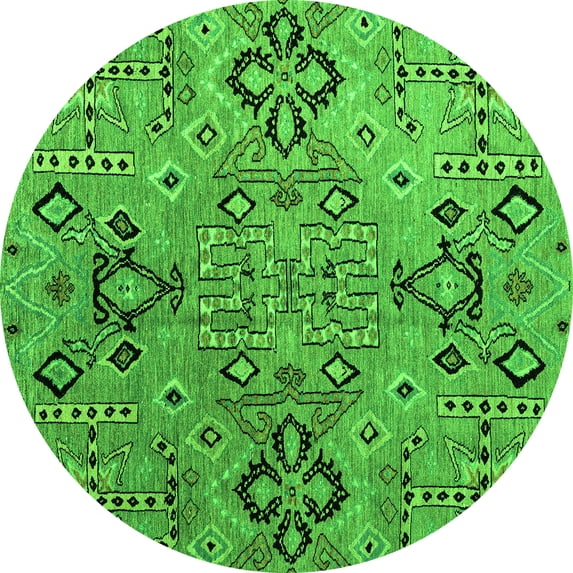 Ahgly Company Indoor Round Abstract Green Modern Area Rugs, 6' Round
