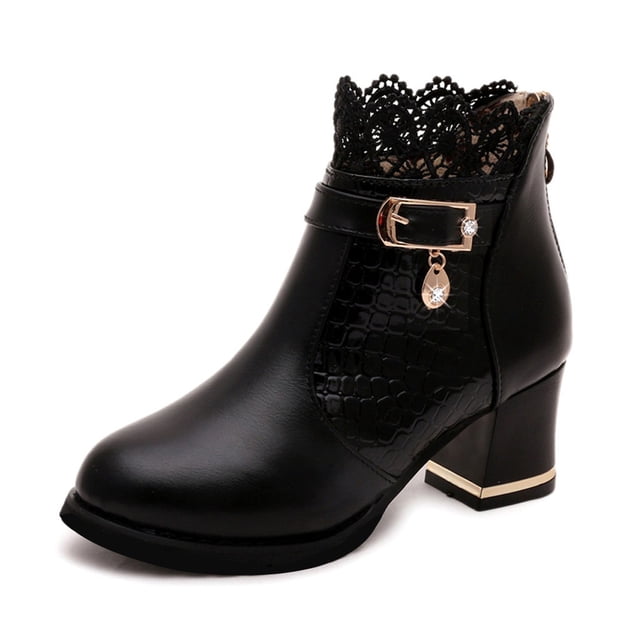 DPTALR Femmes Dames Automne Hiver Vintage Cuir Cheville Lacets Chaussures Courtes