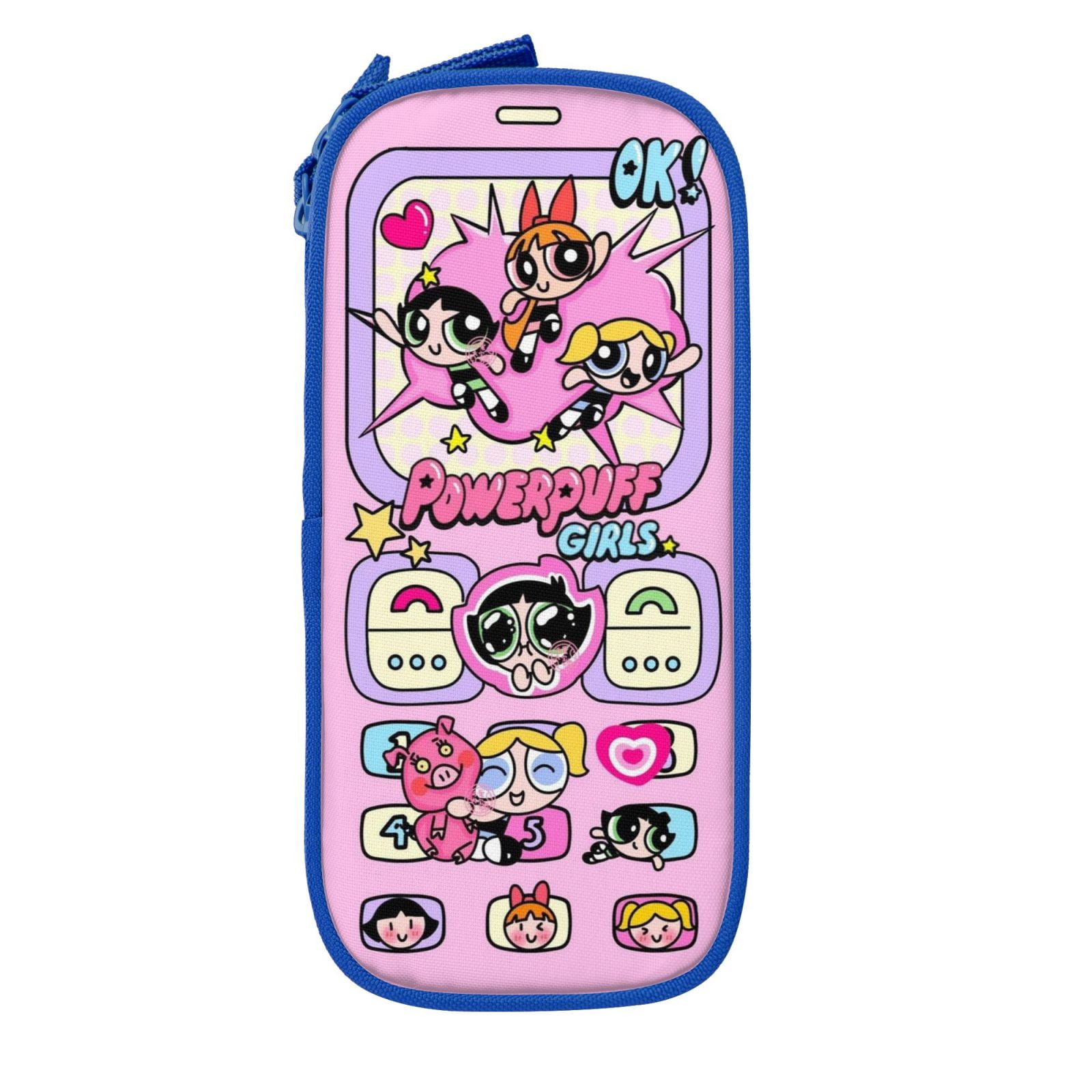 The Powerpuff Gi-rls Pencil Case Large Capacity Pencil Pouch Penbag Office Stationery Organizer Travel Makeup Bag Blue
