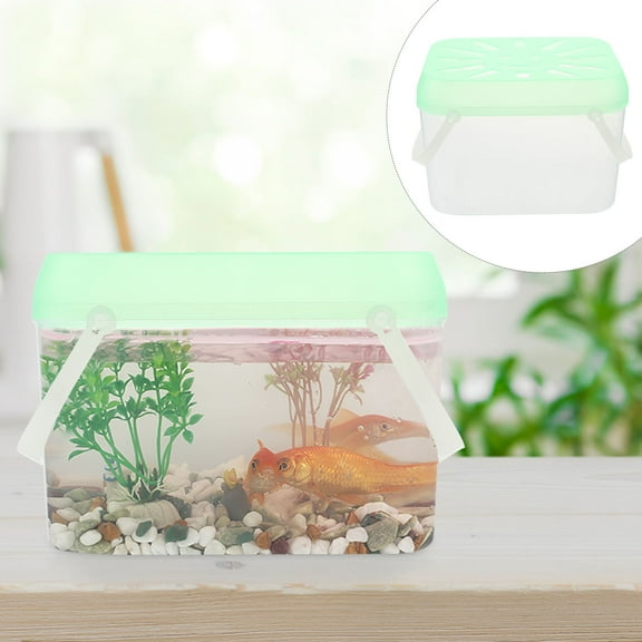 Toyvian Aquarium Bowl PP Plastic Fish Tank Portable Breathable for Fish with Rectangular Design 1Set