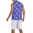 thumbnail image 2 of Pofeuu blue Skull purple flower Print Basketball Jersey, Shirts for Men Youth Basketball Jersey Crew Neck-3X-Large, 2 of 6