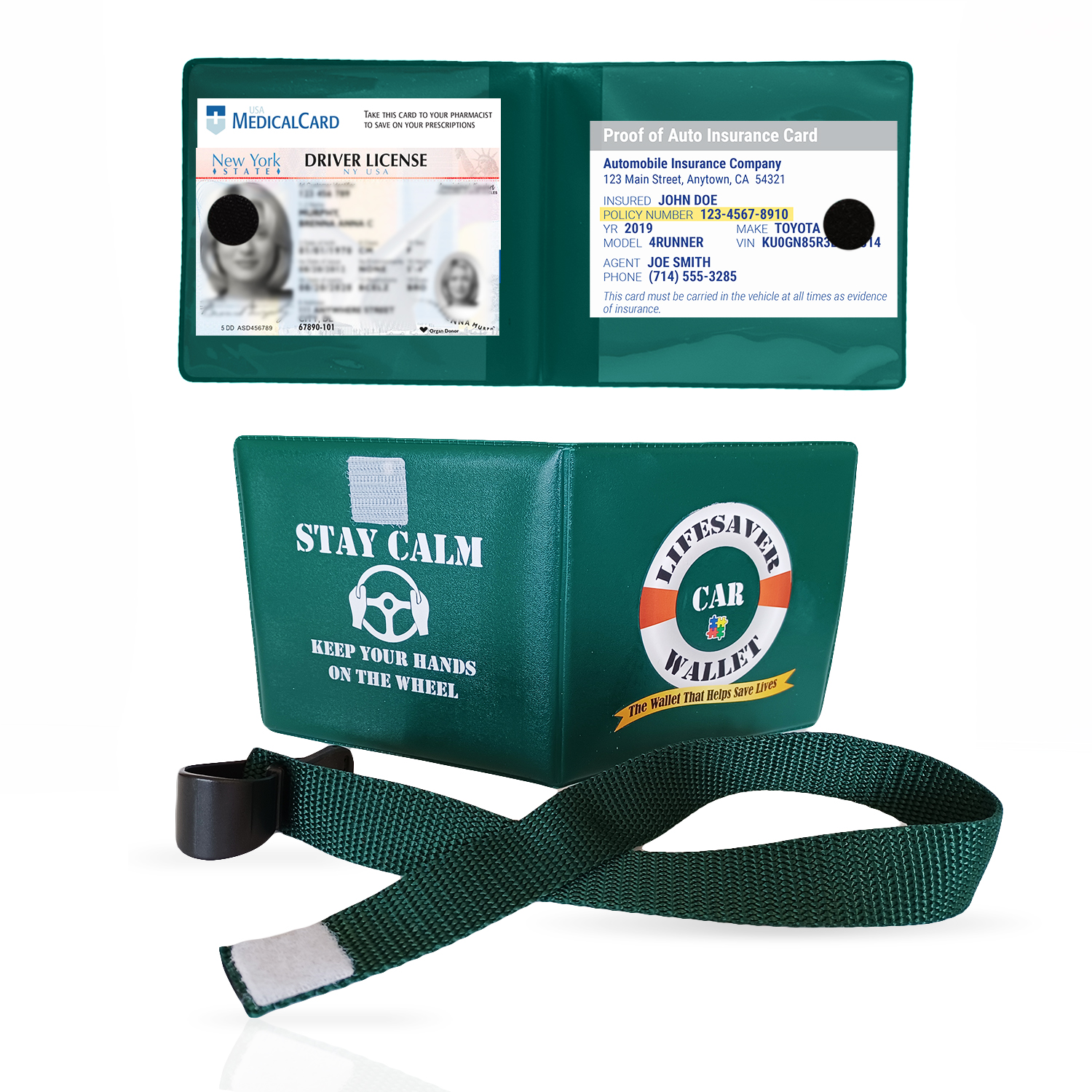 Lifesaver Car Wallet Car Registration and Insurance Holder Hands Free, Social Distancing Safe