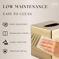 thumbnail image 3 of Tissue Box Cover Square - Handcrafted Wave Embossed Brushed Metal Holder For Bathroom Accessory  Aesthetic Decorative Facial Napkin Cube Modern Home Decor, 3 of 9