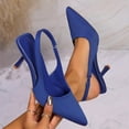 thumbnail image 5 of Xfvqtps Women High Heeled Shoes Pointy Toe Chunky Heel PU Slingback Ankle Strap Sandals The New Summer Large Size Pointed Soft Leather Bag Head To Match Blue, 5 of 5