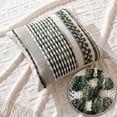 thumbnail image 4 of Fancy Homi 2 Pc Textured Chenille Throw Pillow Cover, 18x18 Inch, Boho Sage Green  Striped Decorative Cushion Case for Couch Living Room Bed, 4 of 8